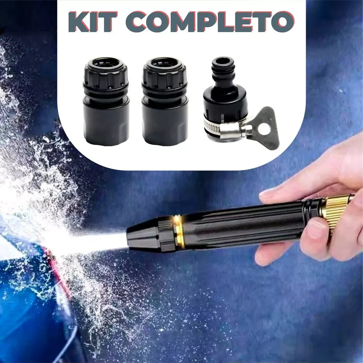 Bico Alta Pressão Jato Mangueira Água Kit 4 Peças Lava Carro