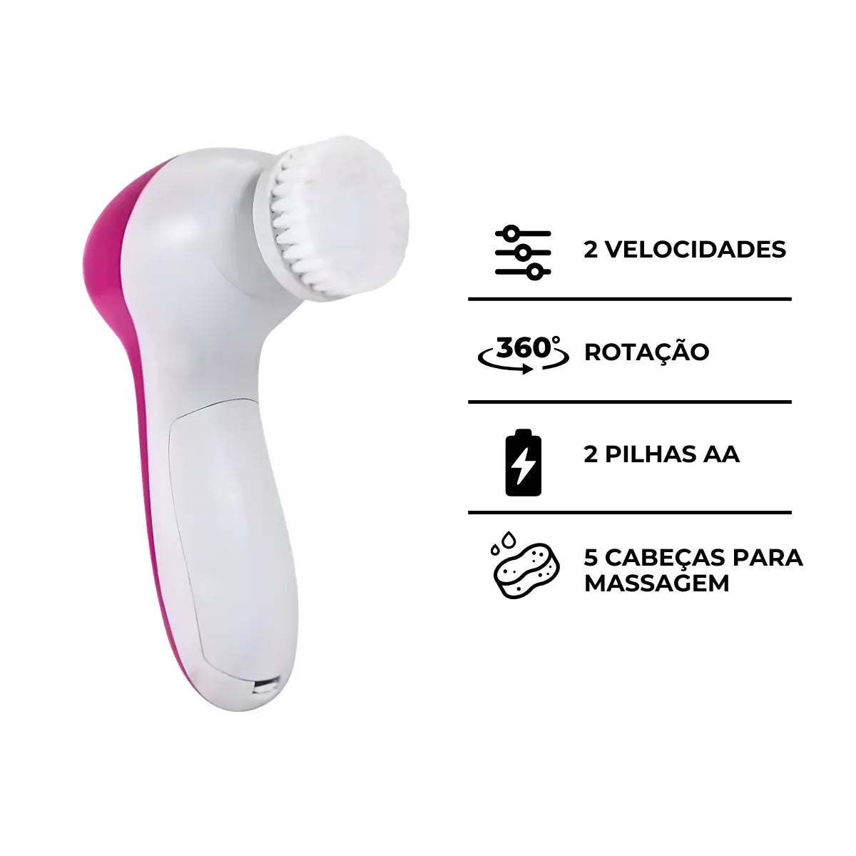 Escova Limpeza Facial Elétrica 5 em 1