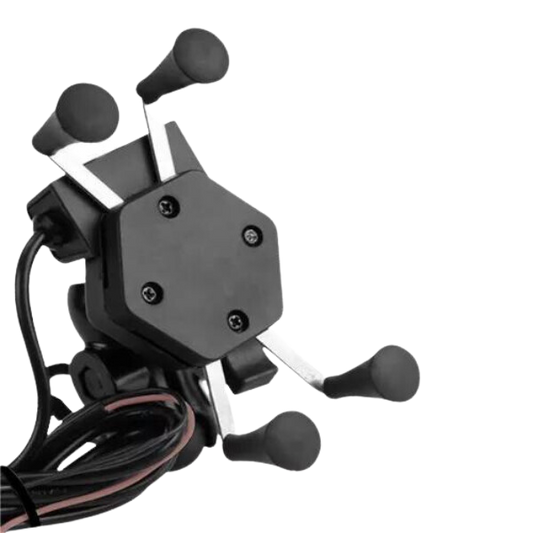 Suporte garra para celular moto universal com carregador usb