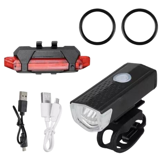 Kit Bike Farol Frontal + Traseiro Ultra Led Usb Recarregável