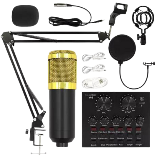 Kit youtuber podcast Com Microfone Condensador Braço Articulado