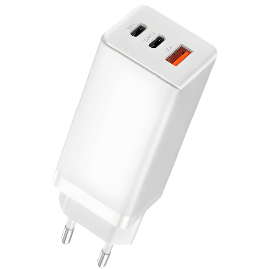 Carregador Rápido Gan 65W Quick Charger 3 Portas