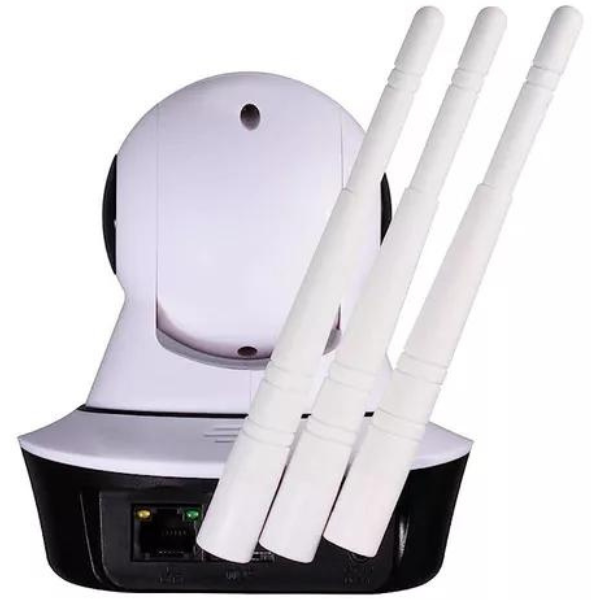 Câmera Ip Sem Fio 360° 3 Antenas HD Wifi Visão Noturna Alarme