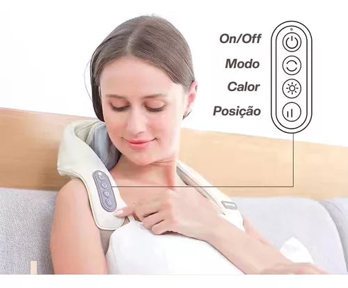Aparelho Massagem Pescoço Ombros Terapêutica Portátil  Recarregável