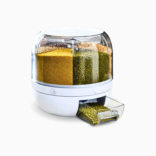 Dispenser De Alimentos e Grãos Giratório Com 6 Divisões