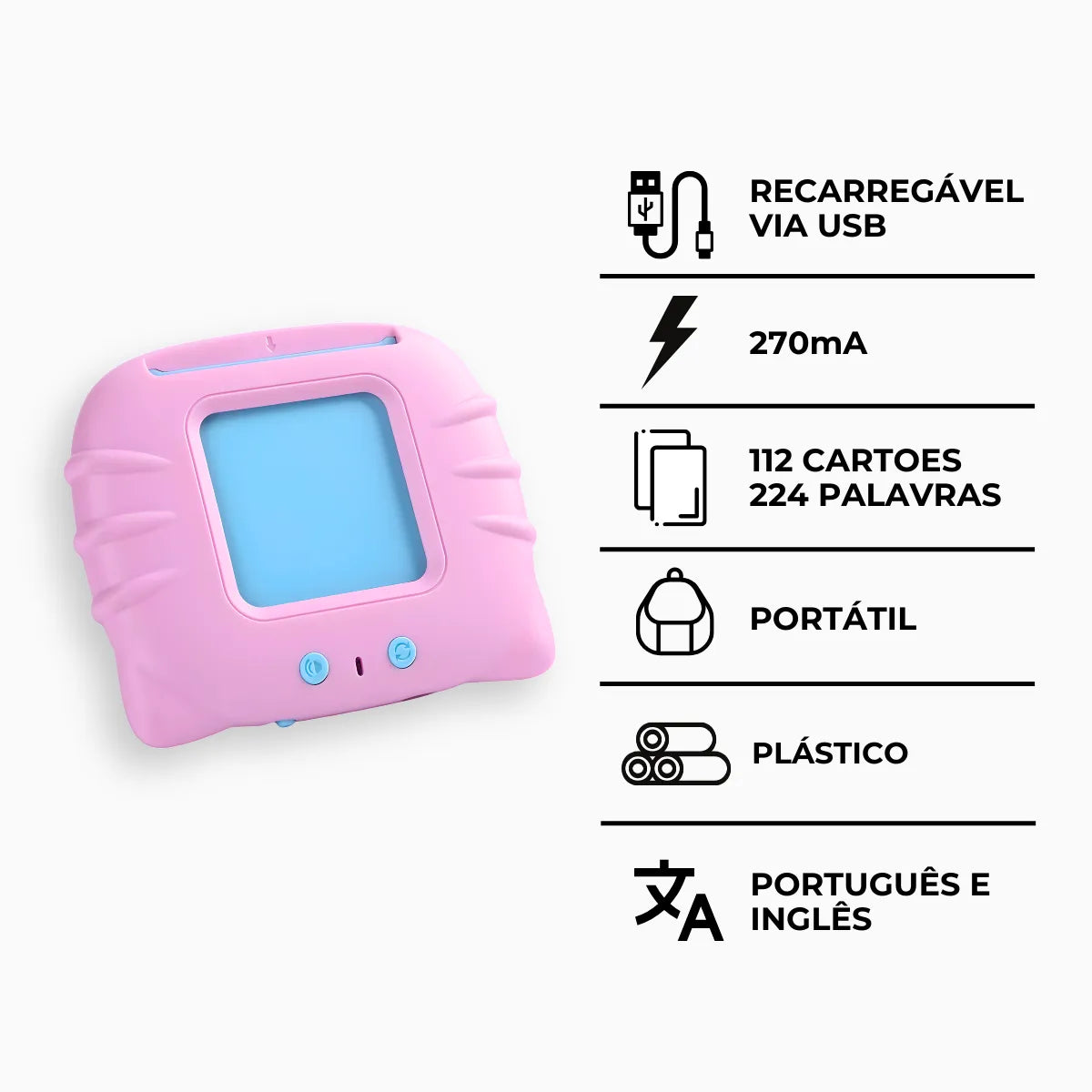 Cartões Educativos Para Crianças Tradutor de Palavras Português