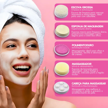 Escova Limpeza Facial Elétrica 5 em 1