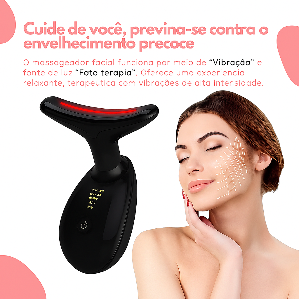 Massageador Facial Eletrico Pescoço Led Lift Fototerapia Ant