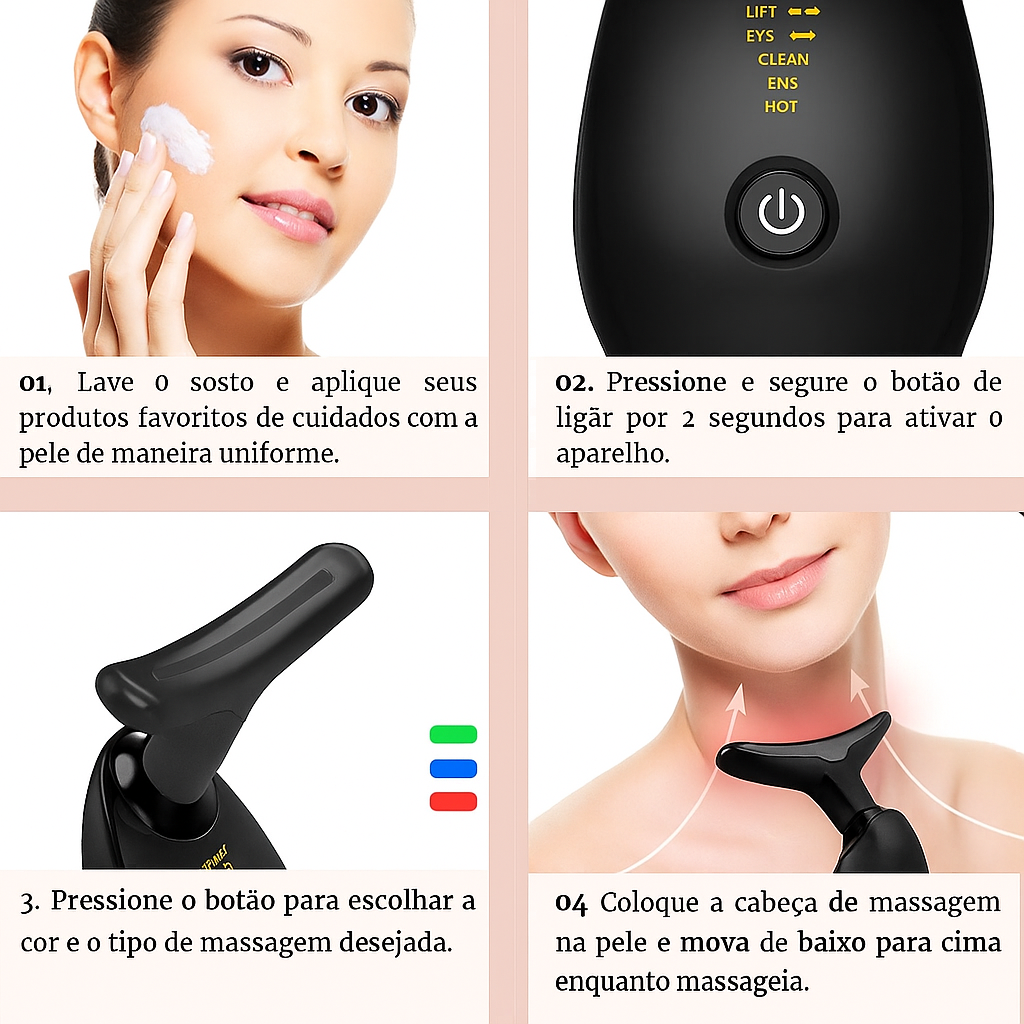 Massageador Facial Eletrico Pescoço Led Lift Fototerapia Ant