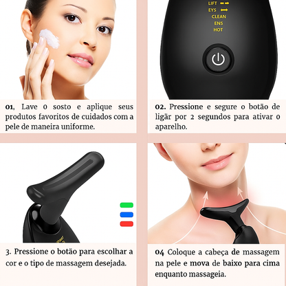 Massageador Facial Eletrico Pescoço Led Lift Fototerapia Ant